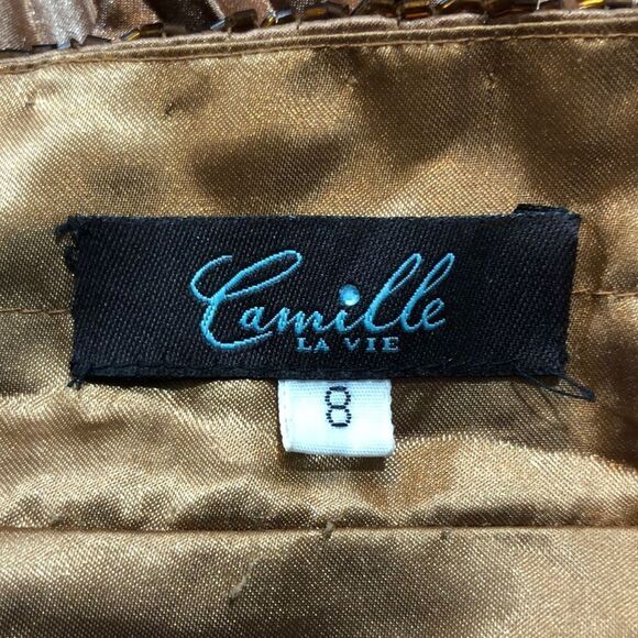 Camille La Vie Animal Print Beaded Evening Gown 8 - Picture 16 of 16